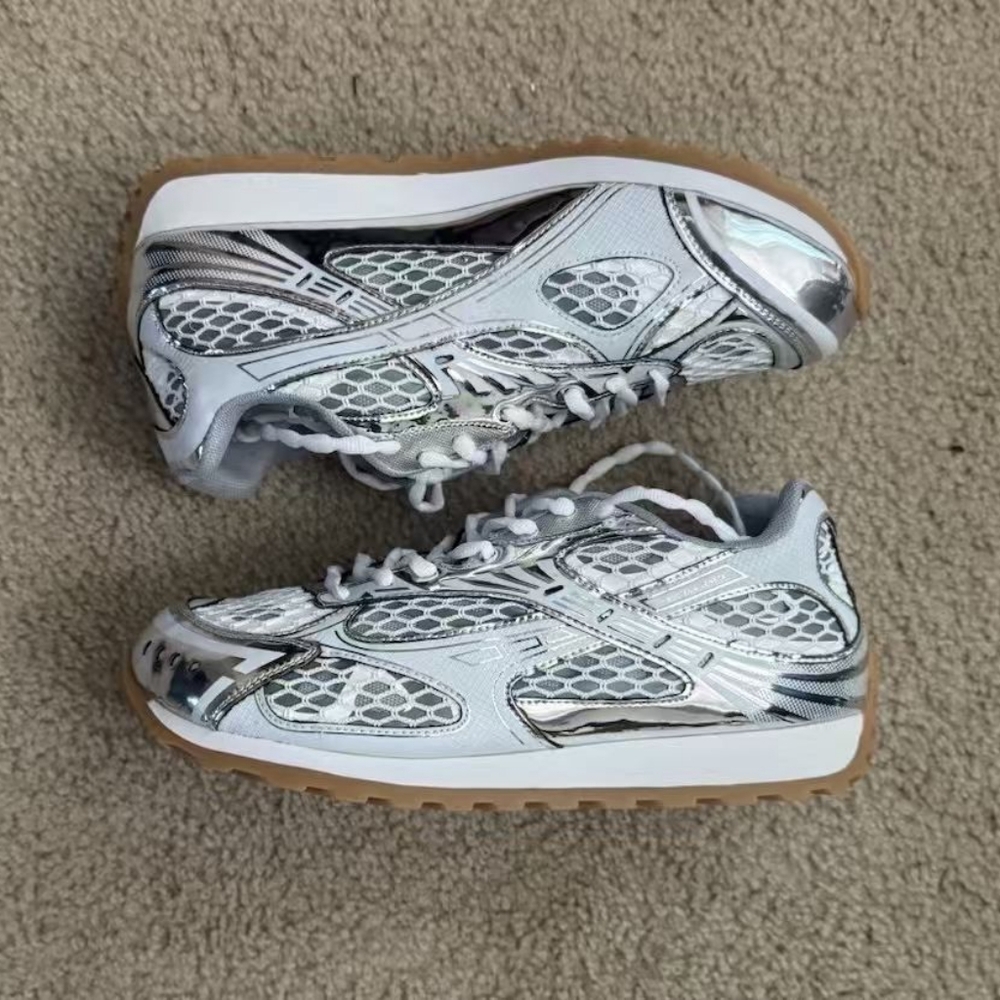 Bottega Veneta Women's Orbit Silver Sneakers